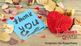  Presentation with thank - Audience pleasing presentation theme consisting of dried-roses-and-blue-paper backdrop and a coral colored foreground