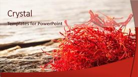  Presentation with food saffron - Audience pleasing slide deck consisting of dried saffron crocus on old backdrop and a lemonade colored foreground