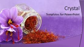  Presentation with dried food - PPT theme having dried saffron spice and saffron background and a light blue colored foreground