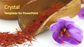  Presentation with saffron flower - Slide deck enhanced with dried saffron spice and saffron background and a tawny brown colored foreground