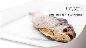  Presentation with salt water fish - Slide deck consisting of dried-salt-fish-plate-isolated background and a white colored foreground