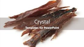  Presentation with tuna - PPT theme featuring dried-salted-tuna-meat-strips background and a tawny brown colored foreground