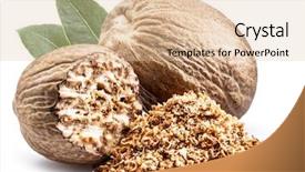  Presentation with fragrant - PPT layouts enhanced with dried seeds of fragrant nutmeg background and a lemonade colored foreground