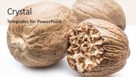  Presentation with fragrant - Beautiful slide deck featuring dried seeds of fragrant nutmeg backdrop and a lemonade colored foreground