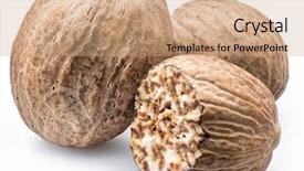  Presentation with fragrant - Slide deck having dried seeds of fragrant nutmeg background and a coral colored foreground