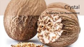  Presentation with fragrant - PPT layouts having dried seeds of fragrant nutmeg background and a coral colored foreground