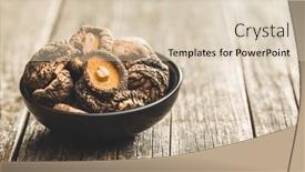  Presentation with mushrooms - Presentation having dried-shiitake-mushrooms-in-bowl background and a lemonade colored foreground