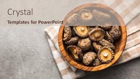  Presentation with mushrooms - Theme having dried-shiitake-mushrooms-in-bowl background and a soft green colored foreground