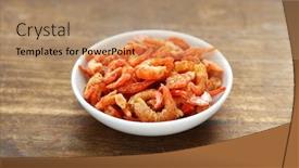  Presentation with shrimp - Colorful presentation design enhanced with dried shrimp in bowl backdrop and a coral colored foreground