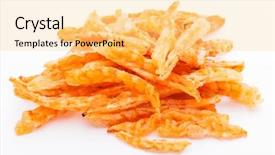  Presentation with shrimp - Beautiful slide set featuring dried shrimp isolated on whie backdrop and a blonde colored foreground