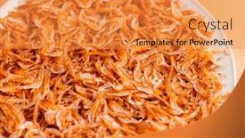  Presentation with prawn - Presentation having dried-shrimp-prawn-seafood-cuisine background and a gold colored foreground