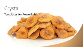  Presentation with fruit banana - Slides enhanced with dried sliced banana fruit snack background and a white colored foreground