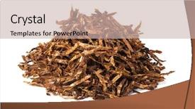  Presentation with tobacco - Colorful presentation design enhanced with dried smoking tobacco isolated backdrop and a soft green colored foreground