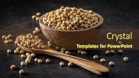  Presentation with soy - Amazing slide deck having dried-soy-beans-in-bowl backdrop and a tawny brown colored foreground