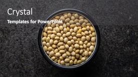  Presentation with soy bean - PPT theme consisting of dried-soy-beans-in-bowl background and a dark gray colored foreground