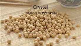  Presentation with soybeans - Presentation theme consisting of dried soybeans on the table background and a coral colored foreground
