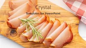  Presentation with cutting board - Presentation featuring dried-spanish-ham-lomo-embuchado background and a yellow colored foreground