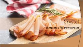  Presentation with spanish - PPT theme enhanced with dried-spanish-ham-lomo-embuchado background and a coral colored foreground