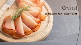  Presentation with spanish - Presentation design consisting of dried-spanish-ham-lomo-embuchado background and a coral colored foreground