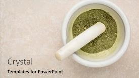  Presentation with sweetener - Beautiful presentation theme featuring dried-stevia-leaves-crushed backdrop and a  colored foreground