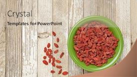  Presentation with white green - Cool new PPT theme with dried-tibetan-goji-berries-wolfberries backdrop and a soft green colored foreground