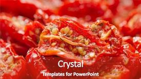  Presentation with olive oil - Amazing PPT theme having dried tomatoes with olive oil backdrop and a crimson colored foreground