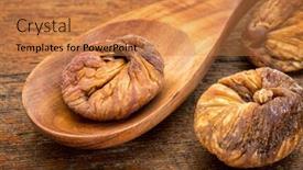 Presentation with rustic wood - Cool new slide deck with dried turkish figs on a wooden spoon against rustic wood backdrop and a coral colored foreground