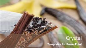  Presentation with vanilla - Slide deck with dried-vanilla-fruits-and-vanilla background and a violet colored foreground