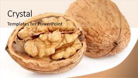  Presentation with walnut - PPT layouts featuring dried walnuts background and a coral colored foreground
