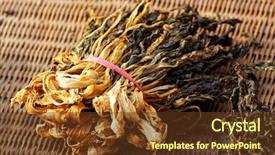  Presentation with cabbage - PPT layouts with dried white cabbage on bamboo background and a tawny brown colored foreground