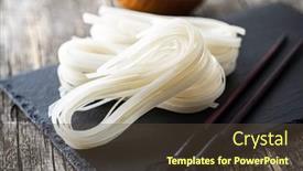  Presentation with cutting board - Beautiful slide deck featuring dried-white-rice-noodles-raw backdrop and a tawny brown colored foreground