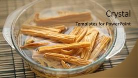  Presentation with soybean - Audience pleasing PPT layouts consisting of dried yuba sticks the soybean backdrop and a coral colored foreground