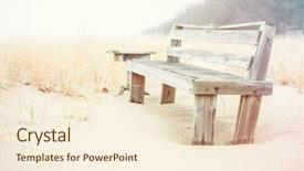  Presentation with sea and beach - Amazing slides having drifting - bench on the beach backdrop and a cream colored foreground