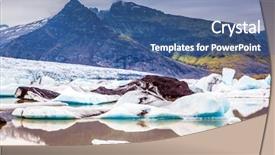  Presentation with iceland - Theme with drifting - glacier in iceland - vatnajokull background and a ocean colored foreground