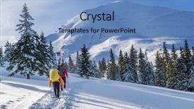  Presentation with tourists - Audience pleasing PPT layouts consisting of drifting - winter hiking tourists are hiking backdrop and a light blue colored foreground