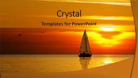  Presentation with sunset sailing - PPT layouts with drifting boat on a sunset background and a gold colored foreground
