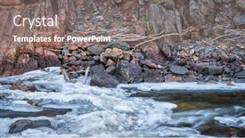  Presentation with winter river - PPT theme featuring driftwood-in-icy-canyon background and a gray colored foreground