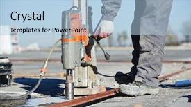  Presentation with concrete construction - Theme consisting of drill - concrete boring with industrial drilling background and a light blue colored foreground