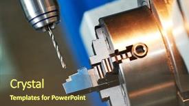  Presentation with metalworking cnc - Presentation design consisting of drill - metalworking drilling process on cnc background and a tawny brown colored foreground
