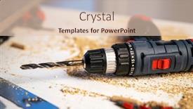  Presentation with drill - Presentation theme with drill-lying-on-carpenter-s background and a lemonade colored foreground