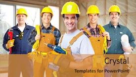  Presentation with angry construction workers - Amazing presentation having drill team - group of professional construction workers backdrop and a gold colored foreground