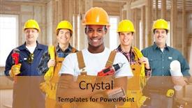  Presentation with angry construction workers - Amazing slides having drill team - group of professional construction workers backdrop and a gold colored foreground