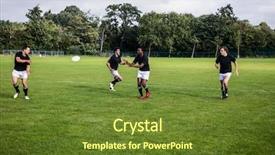  Presentation with rugby players - Audience pleasing PPT theme consisting of drill team - rugby players training on pitch backdrop and a  colored foreground
