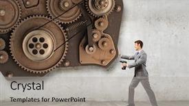  Presentation with drill - Beautiful presentation theme featuring drill to fix gear mechanism backdrop and a light gray colored foreground