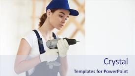  Presentation with drill - Audience pleasing PPT theme consisting of drill wearing uniform and cap backdrop and a sky blue colored foreground