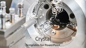  Presentation with metal - Beautiful presentation design featuring drilling engineering - cutting tool counterboring a hole backdrop and a mint green colored foreground