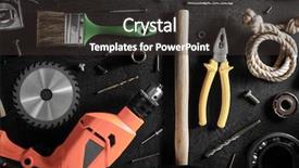  Presentation with electric engineering - Colorful slide set enhanced with drilling engineering - electric drill and tools backdrop and a dark gray colored foreground