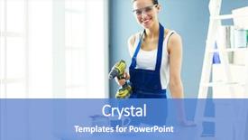  Presentation with drilling - Slides featuring drilling engineering - worker woman with drill standing background and a teal colored foreground