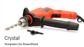  Presentation with drilling machine - Slide set with drilling machine - drill isolated on a white background and a white colored foreground