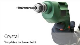  Presentation with drilling machine - Slides featuring drilling machine - electrical drill isolated background and a white colored foreground